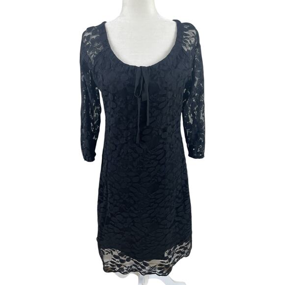 Garnet Hill Dresses & Skirts - Garnet Hill Boheme Easy Lace Dress Botanical Boho Elegant Black Size 6